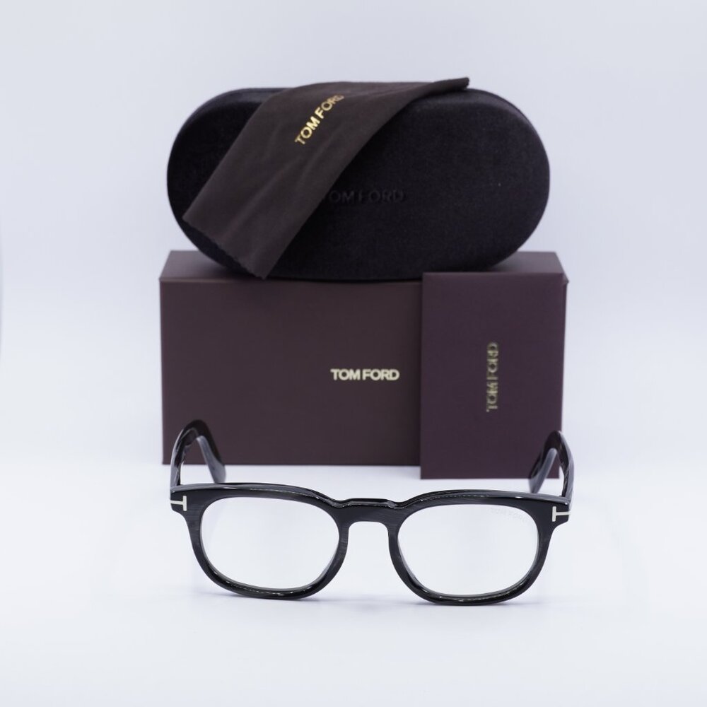 Tom Ford FT5930-D-B 063 Rectangle Eyeglasses 52mm - Black Horn /Blue Light Block - Picture 5 of 9